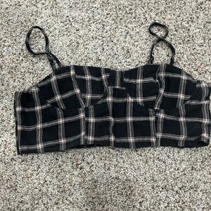 Plaid Black and White Women's Top